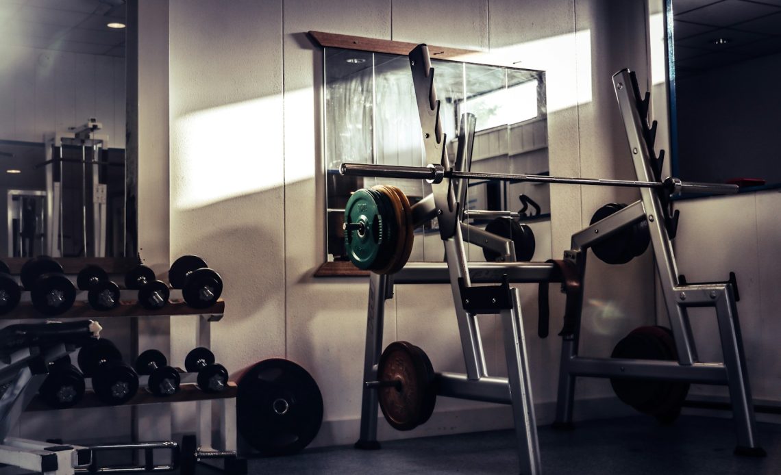 barbell on rack