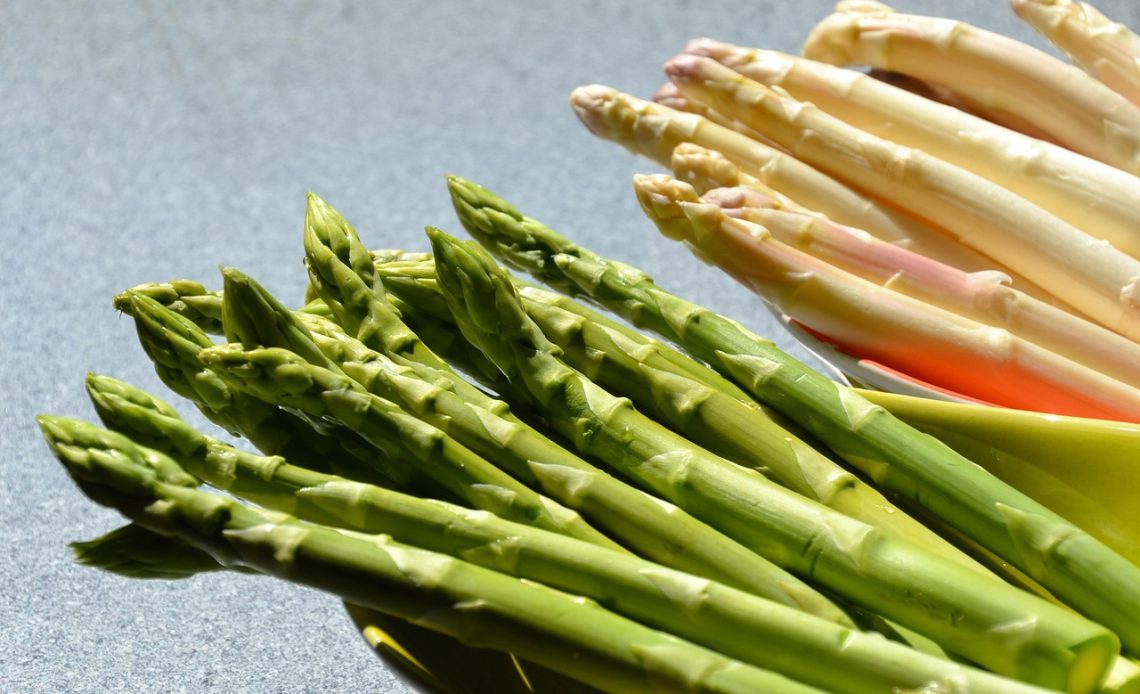 Witte en groene asperges naast elkaar klaar om te koken